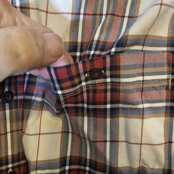Orvis Button‎ Down Shirt Size Large Men's Long Sleeve Brown White Plaid - Picture 5 of 5